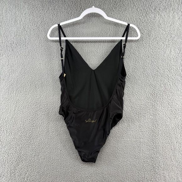 Solkissed One Piece Swimsuit L Black Boho Western Bull Skull Festival Pool Beach - Picture 5 of 12